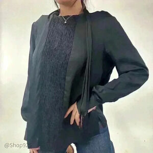 Satin Dress Blouse top with attached fringe strap detail